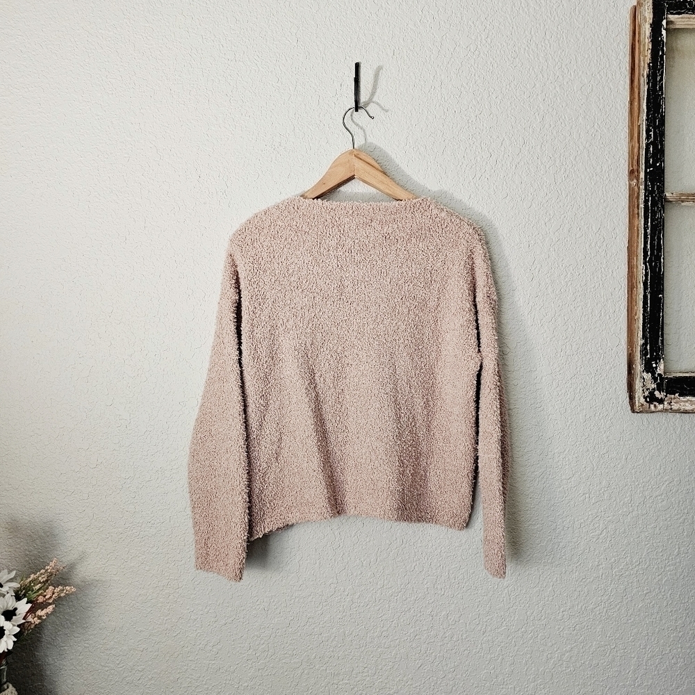 Sincerely Jules Cozy Fuzzy Fleece Sweater Neutral Warm Soft Teddy Bear Small - Picture 5 of 8